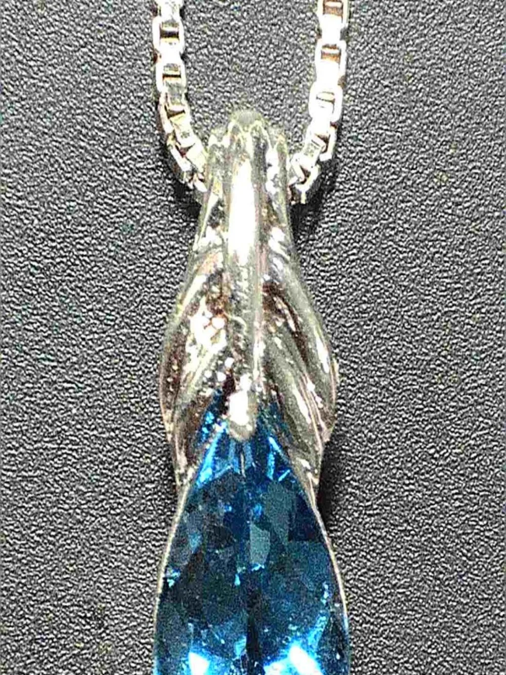 1.50-Carat London Blue Topaz Tear-Drop Silver Necklace
